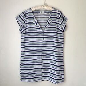 HiHo Tortola BVI Striped Linen Relaxed Shift Dress Large Relaxed Fit